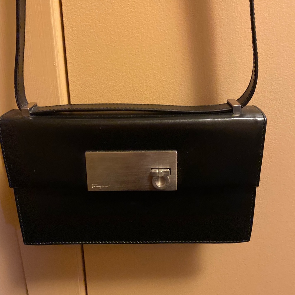 Salvatore ferragamo black ladies bag